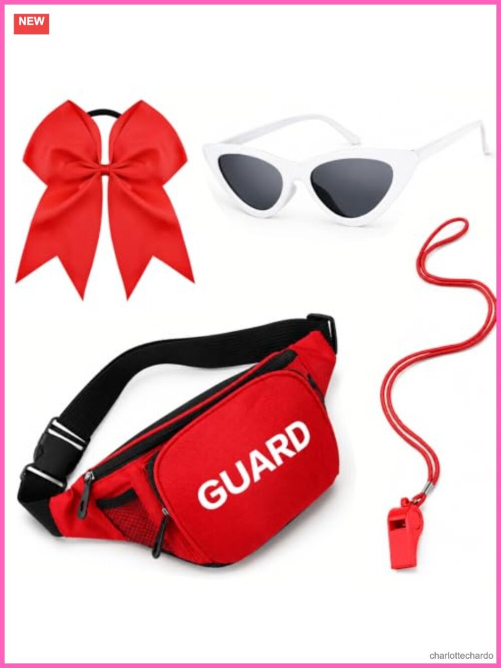 Adult Guard Costume Accessory Set Bowtie Headpiece Waist Bag Sunglasses Whistle